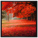 Rot gefärbter Park im Herbst auf Leinwandbild Quadratisch gerahmt Größe 70x70