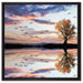 Baum spiegelt sich im Wasser auf Leinwandbild Quadratisch gerahmt Größe 60x60