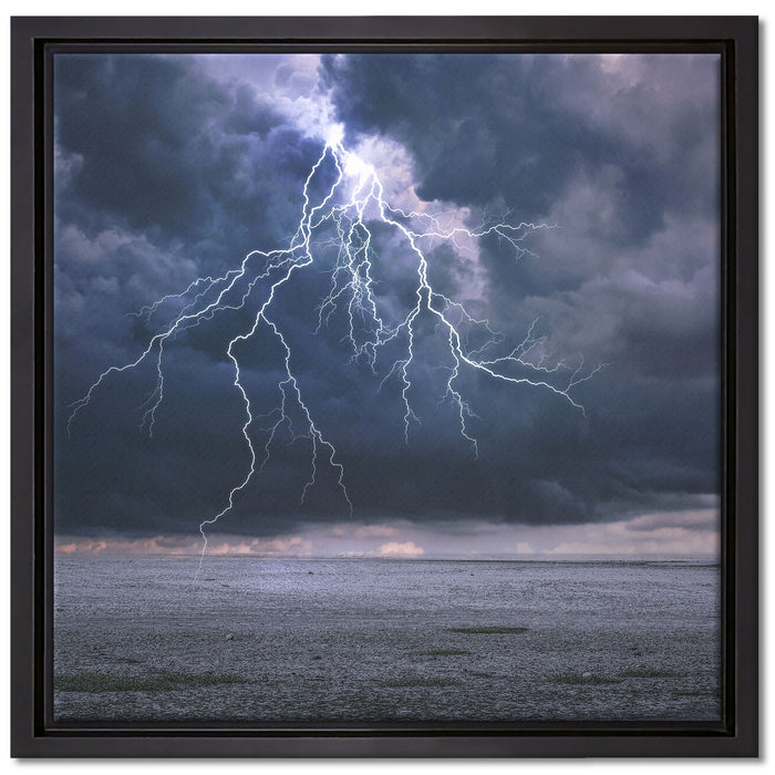 Gewitter über Meer auf Leinwandbild Quadratisch gerahmt Größe 40x40