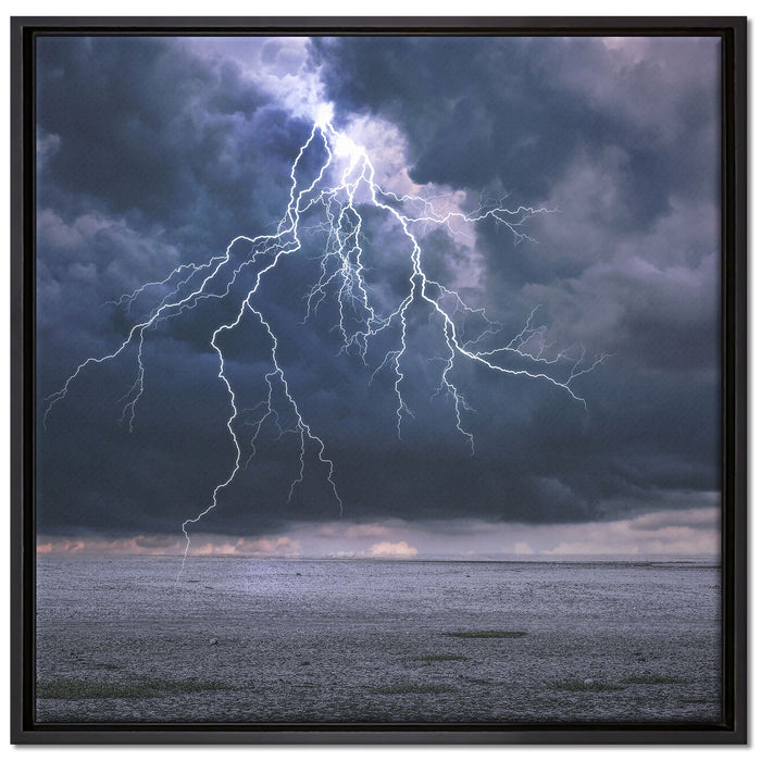 Gewitter über Meer auf Leinwandbild Quadratisch gerahmt Größe 70x70