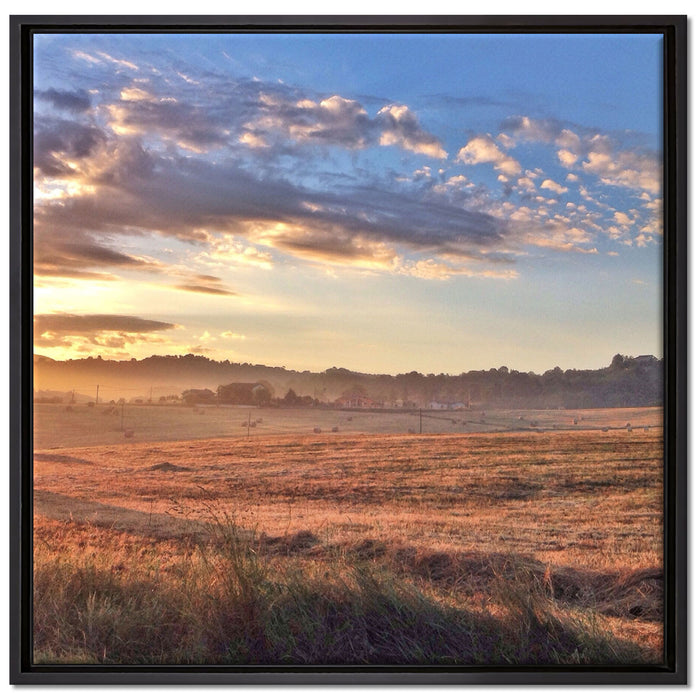 Getreidefeld im Abendlicht auf Leinwandbild Quadratisch gerahmt Größe 70x70