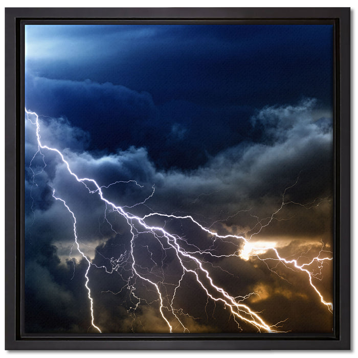 Blitzeinschlag am Himmelszelt auf Leinwandbild Quadratisch gerahmt Größe 40x40