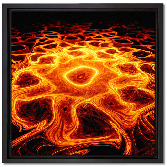 Lava Muster in der Nacht auf Leinwandbild Quadratisch gerahmt Größe 40x40