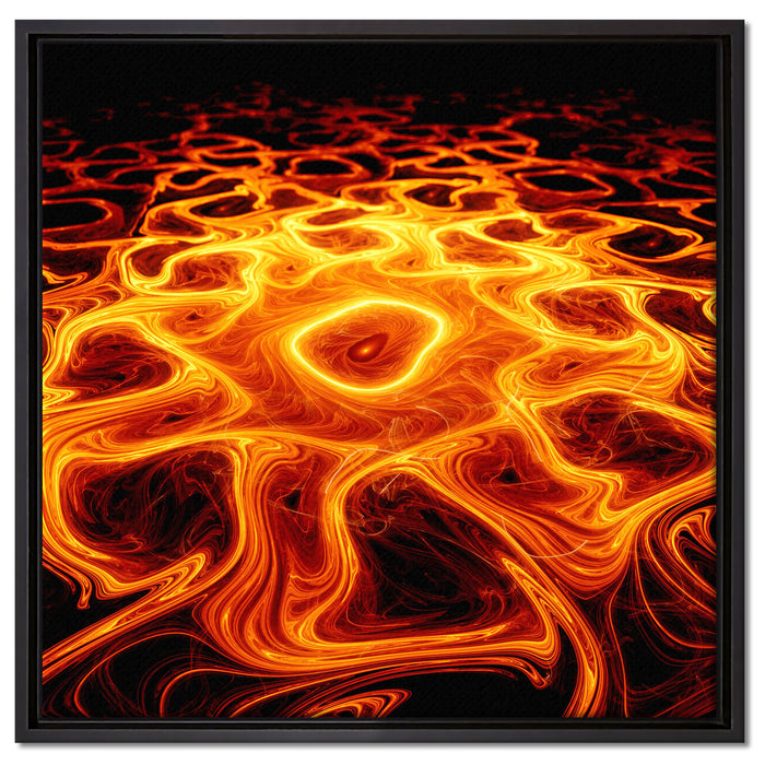 Lava Muster in der Nacht auf Leinwandbild Quadratisch gerahmt Größe 60x60