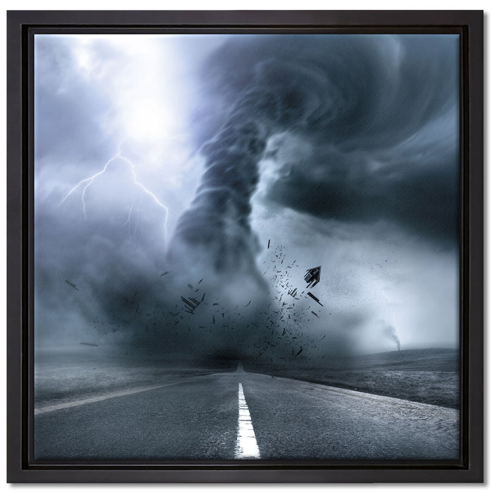 Wirbelsturm an Highway auf Leinwandbild Quadratisch gerahmt Größe 40x40