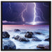 Blitzeinschlag in Meer auf Leinwandbild Quadratisch gerahmt Größe 70x70