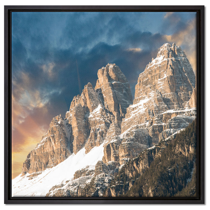 Bergkette auf Leinwandbild Quadratisch gerahmt Größe 60x60