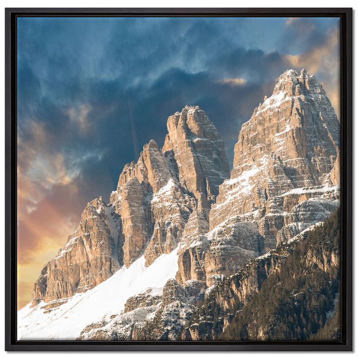 Bergkette auf Leinwandbild Quadratisch gerahmt Größe 70x70