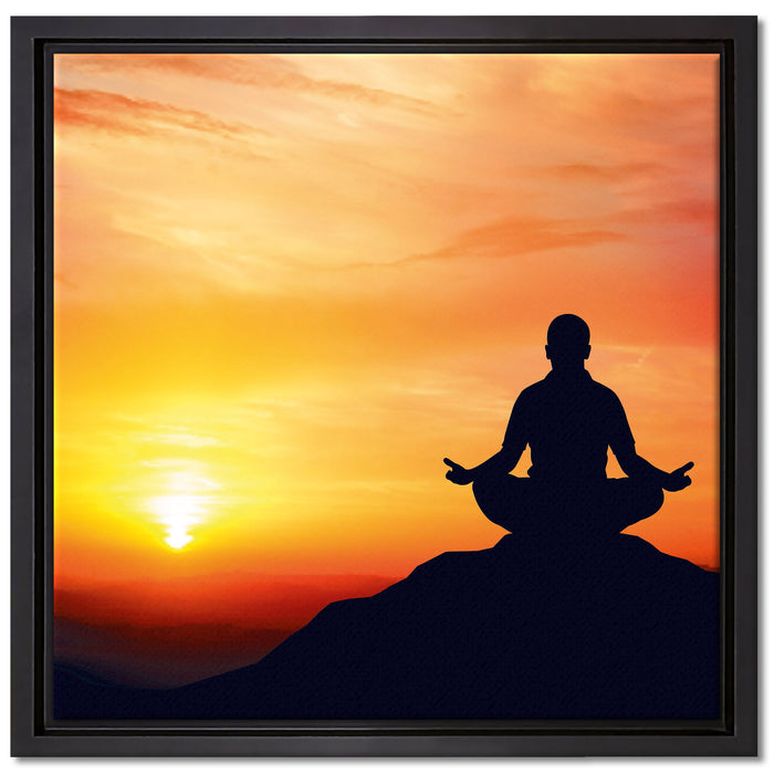 Meditation im Sonnenuntergang auf Leinwandbild Quadratisch gerahmt Größe 40x40