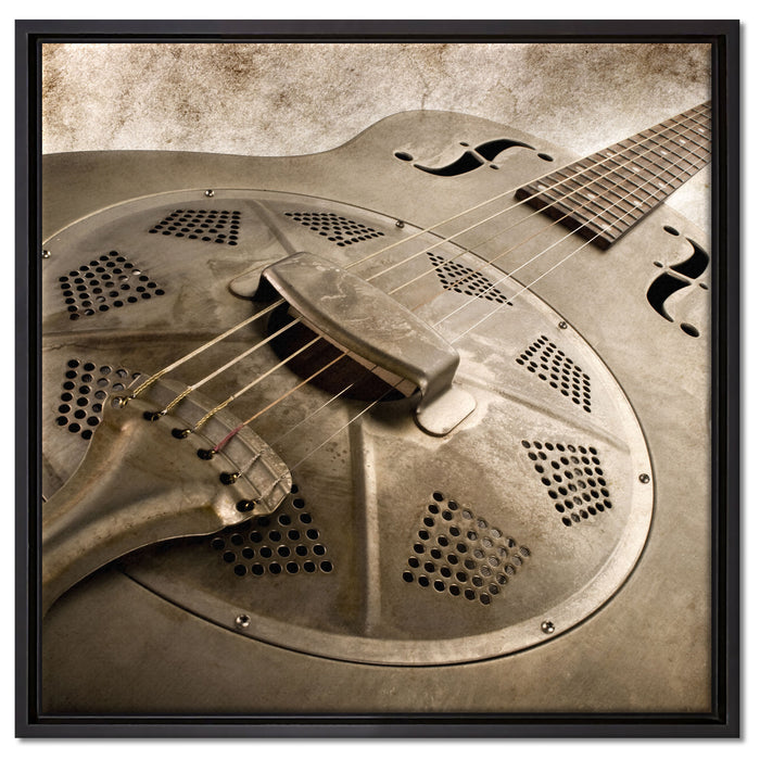 Wunderschöne alte Gitarre auf Leinwandbild Quadratisch gerahmt Größe 60x60