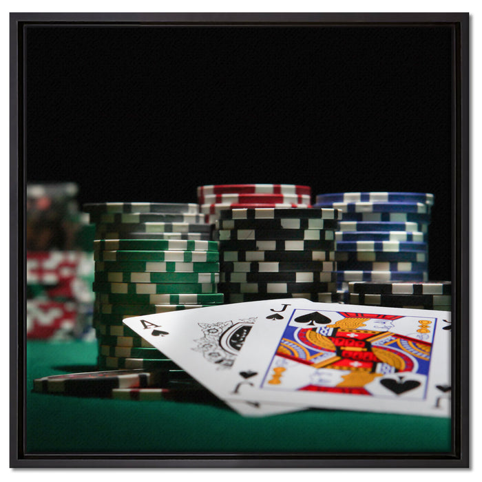 Pokertisch Las Vegas auf Leinwandbild Quadratisch gerahmt Größe 60x60
