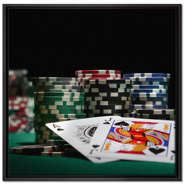 Pokertisch Las Vegas auf Leinwandbild Quadratisch gerahmt Größe 70x70