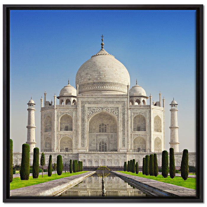 Gewaltiger Taj Mahal auf Leinwandbild Quadratisch gerahmt Größe 70x70