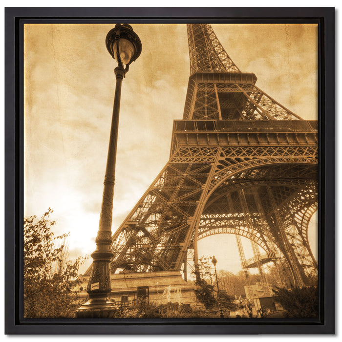 Pariser Eifelturm Retro auf Leinwandbild Quadratisch gerahmt Größe 40x40