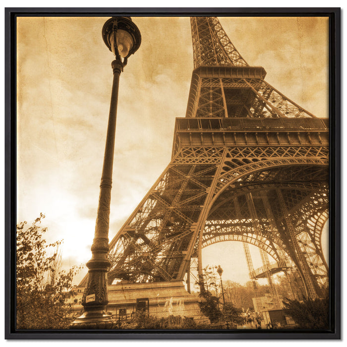 Pariser Eifelturm Retro auf Leinwandbild Quadratisch gerahmt Größe 70x70
