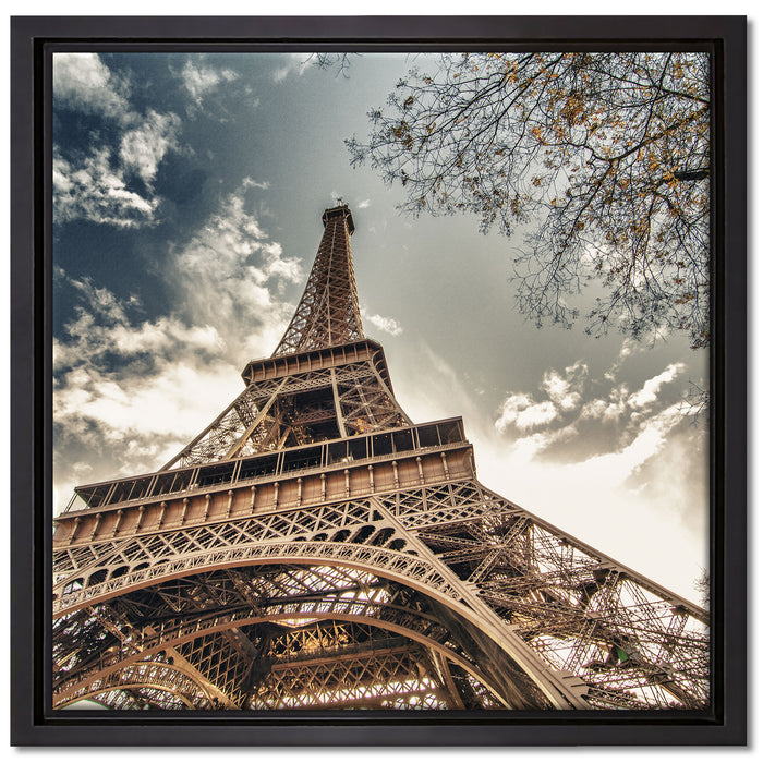 Eindrucksvoller Eifelturm Paris auf Leinwandbild Quadratisch gerahmt Größe 40x40