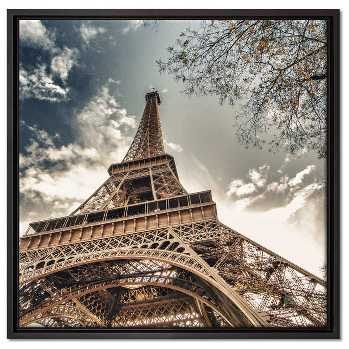 Eindrucksvoller Eifelturm Paris auf Leinwandbild Quadratisch gerahmt Größe 60x60