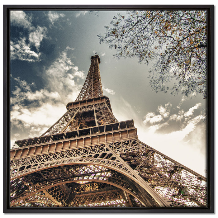 Eindrucksvoller Eifelturm Paris auf Leinwandbild Quadratisch gerahmt Größe 70x70