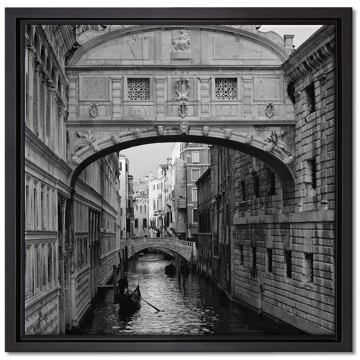 Romantischer Kanal in Venedig auf Leinwandbild Quadratisch gerahmt Größe 40x40