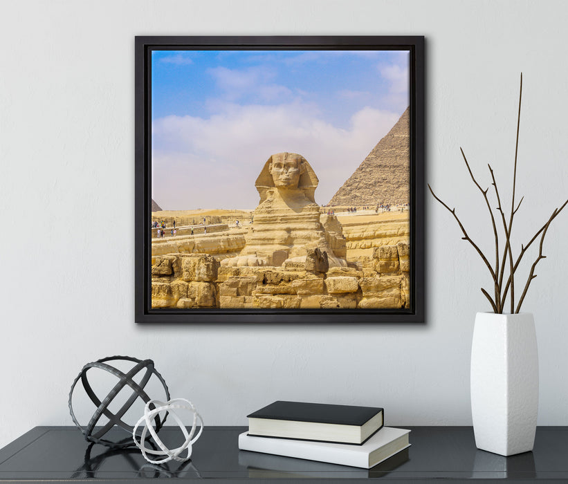 Große Sphinx von Gizeh  auf Leinwandbild Quadratisch gerahmt mit Kirschblüten