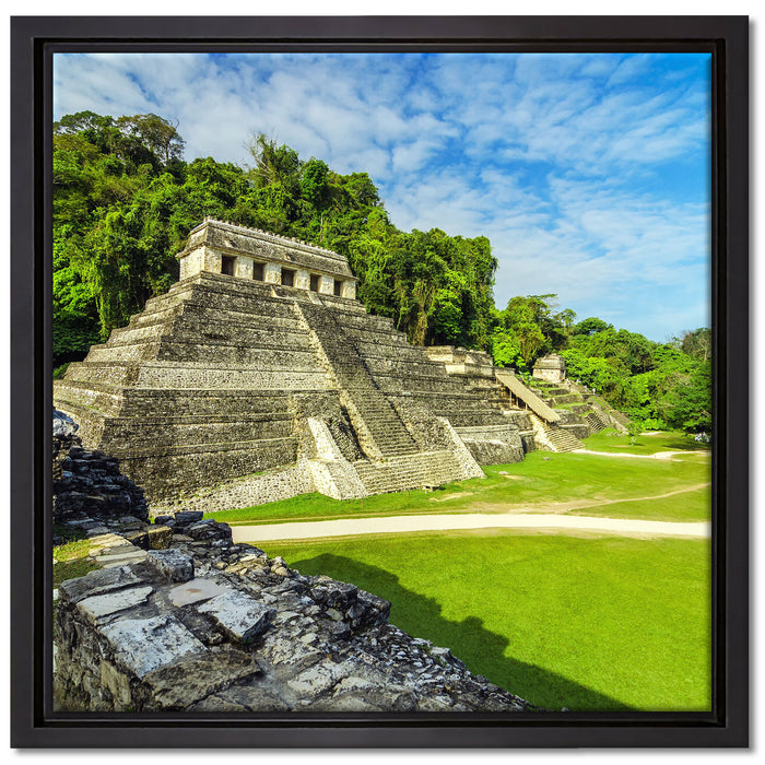 Maya Pyramiden aus Palenque auf Leinwandbild Quadratisch gerahmt Größe 40x40