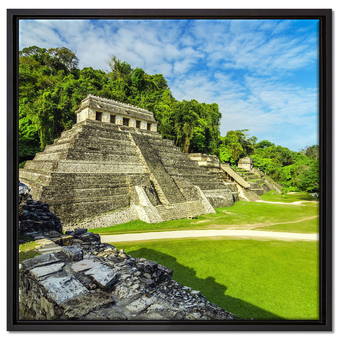Maya Pyramiden aus Palenque auf Leinwandbild Quadratisch gerahmt Größe 60x60