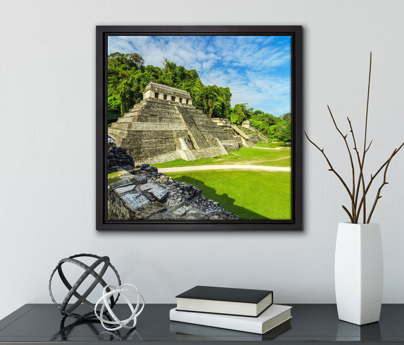Maya Pyramiden aus Palenque  auf Leinwandbild Quadratisch gerahmt mit Kirschblüten