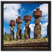 Moai Statuen Osterinseln auf Leinwandbild Quadratisch gerahmt Größe 40x40