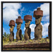 Moai Statuen Osterinseln auf Leinwandbild Quadratisch gerahmt Größe 60x60