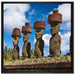 Moai Statuen Osterinseln auf Leinwandbild Quadratisch gerahmt Größe 70x70