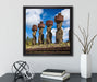 Moai Statuen Osterinseln  auf Leinwandbild Quadratisch gerahmt mit Kirschblüten