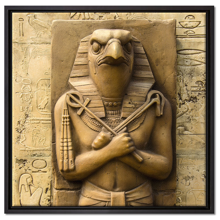 Ägyptischer Gott Horus auf Leinwandbild Quadratisch gerahmt Größe 60x60