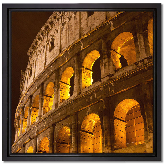 Amphitheater in Rom bei Nacht auf Leinwandbild Quadratisch gerahmt Größe 40x40