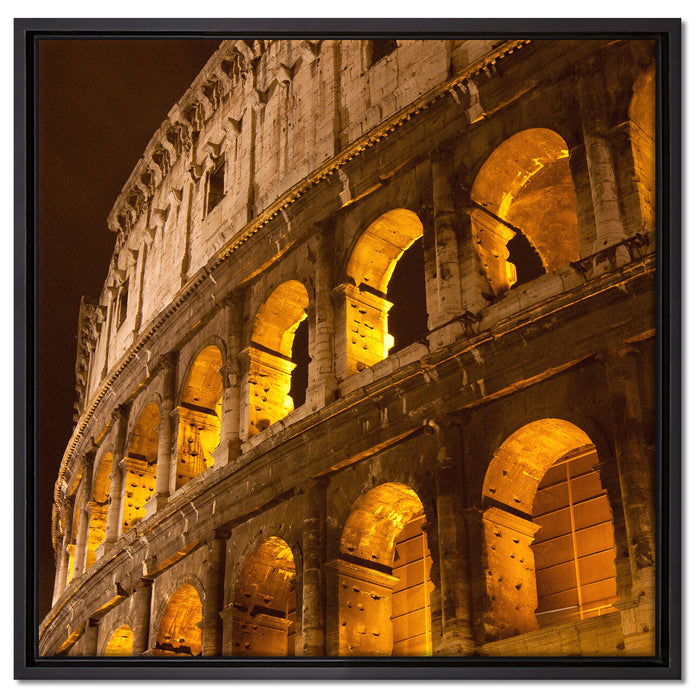 Amphitheater in Rom bei Nacht auf Leinwandbild Quadratisch gerahmt Größe 60x60