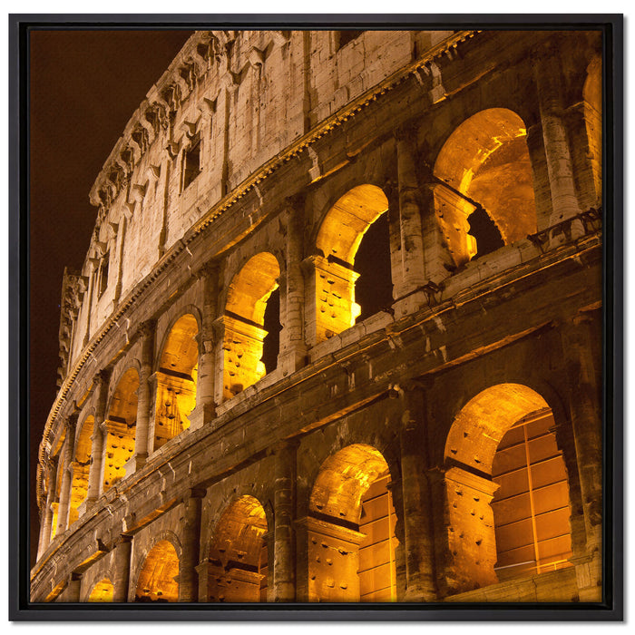 Amphitheater in Rom bei Nacht auf Leinwandbild Quadratisch gerahmt Größe 70x70