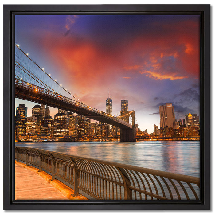 Brooklyn Bridge Park New York auf Leinwandbild Quadratisch gerahmt Größe 40x40