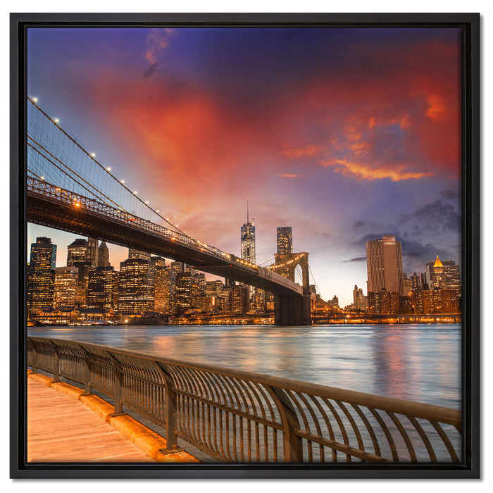 Brooklyn Bridge Park New York auf Leinwandbild Quadratisch gerahmt Größe 60x60
