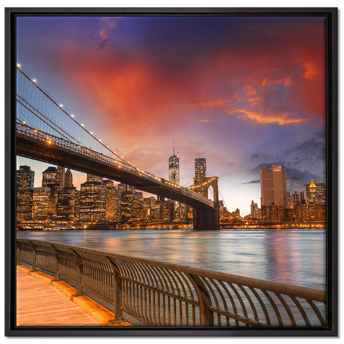 Brooklyn Bridge Park New York auf Leinwandbild Quadratisch gerahmt Größe 70x70