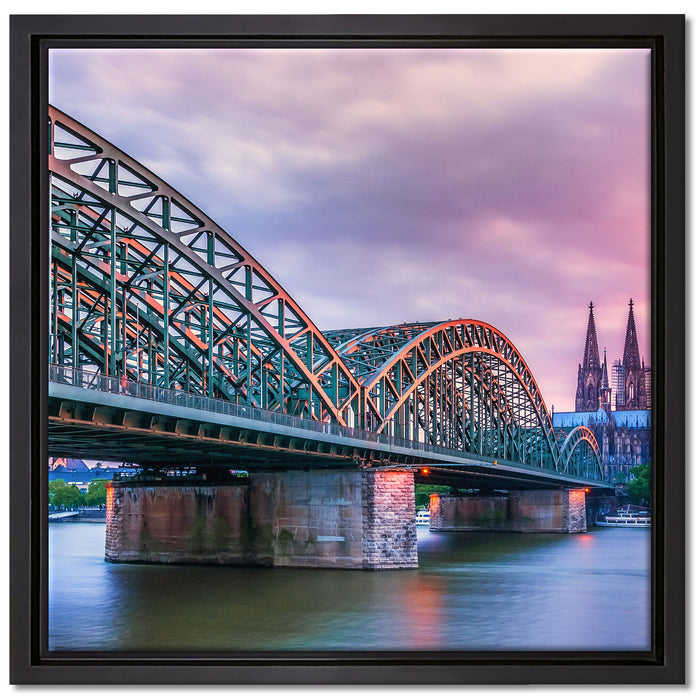 Hohenzollernbrücke in Köln auf Leinwandbild Quadratisch gerahmt Größe 40x40