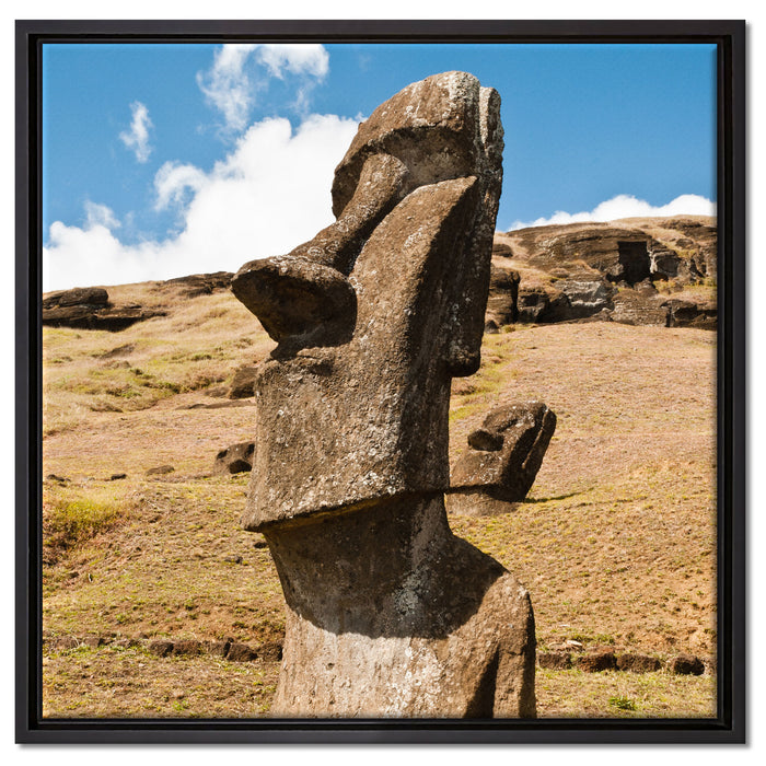 Moai Statue auf den Osterinseln auf Leinwandbild Quadratisch gerahmt Größe 60x60