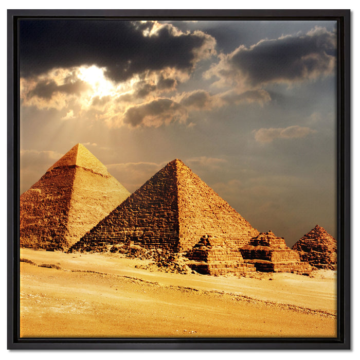 Pyramiden von Gizeh im Sonnenlicht auf Leinwandbild Quadratisch gerahmt Größe 60x60