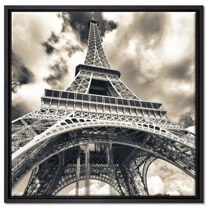 Prächtiger Eifelturm in Paris auf Leinwandbild Quadratisch gerahmt Größe 60x60