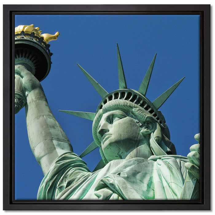 Freiheitsstatue in New York auf Leinwandbild Quadratisch gerahmt Größe 40x40