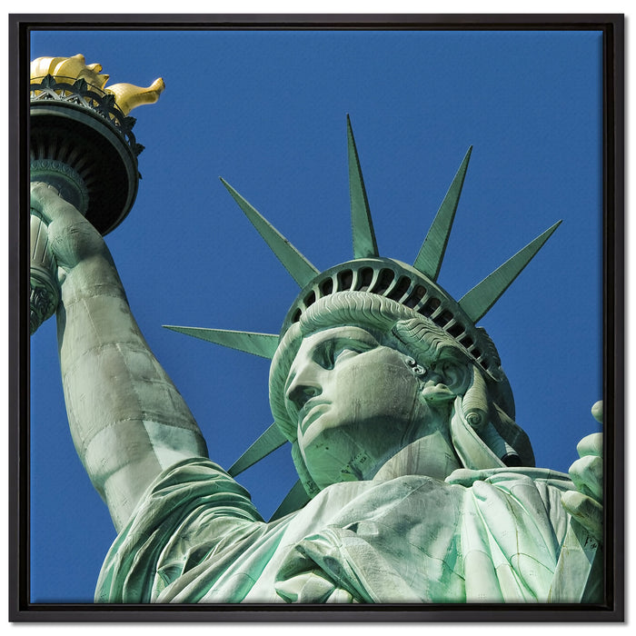 Freiheitsstatue in New York auf Leinwandbild Quadratisch gerahmt Größe 70x70