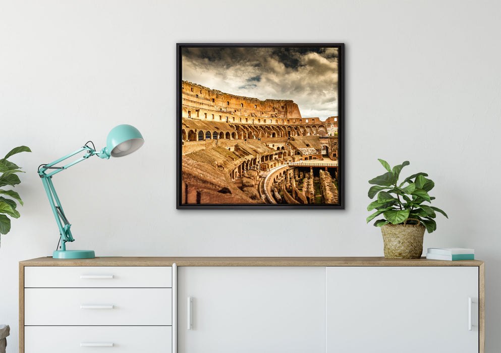 Colloseum in Rom von innen auf Leinwandbild gerahmt Quadratisch verschiedene Größen im Wohnzimmer