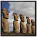 Moai Statuen auf den Osterinseln auf Leinwandbild Quadratisch gerahmt Größe 70x70