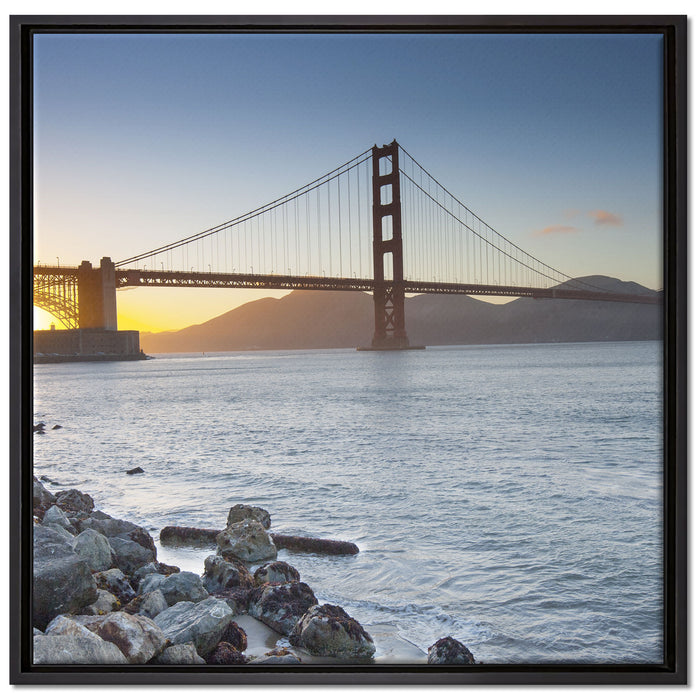 Imposante Golden Gate Bridge auf Leinwandbild Quadratisch gerahmt Größe 70x70