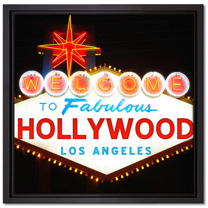 Hollywood Ortseingangsschild auf Leinwandbild Quadratisch gerahmt Größe 40x40