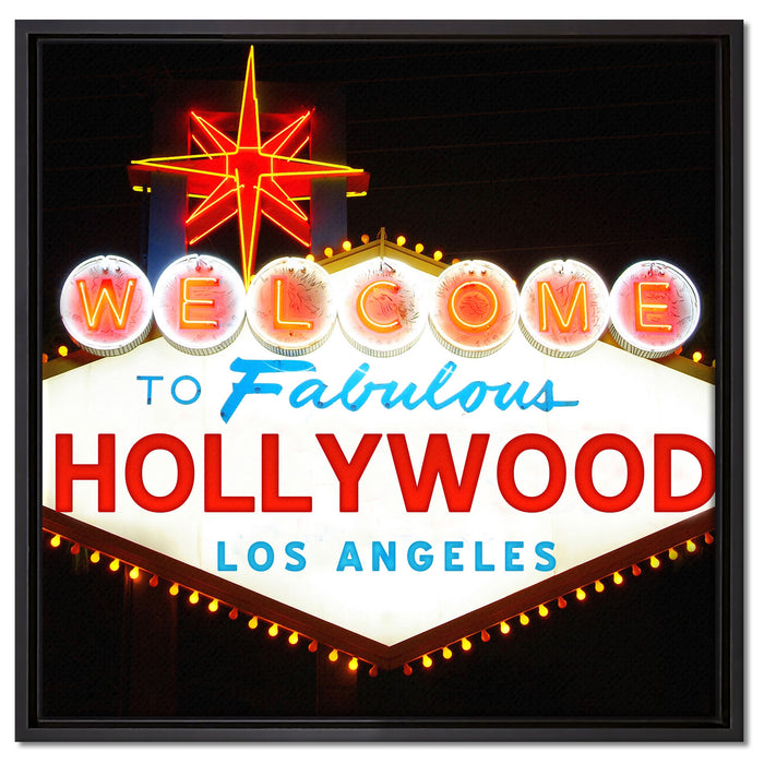 Hollywood Ortseingangsschild auf Leinwandbild Quadratisch gerahmt Größe 60x60
