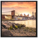 Brooklyn Bridge Sonnenuntergang auf Leinwandbild Quadratisch gerahmt Größe 70x70